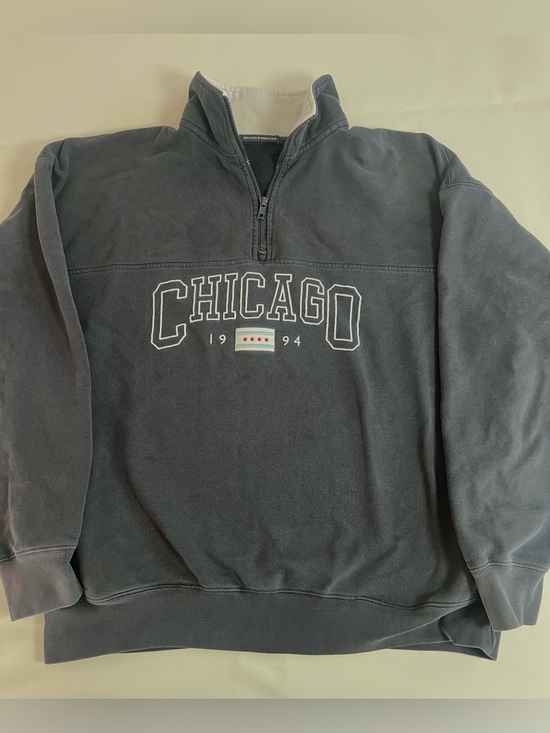Brandy Melville Tops - Brandy Melville Oversized Navy Blue Chicago Quarter-Zip Pullover